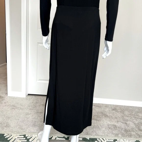 J. Jill Black Midi Skirt w/ Modest Knee High Slit - Picture 6 of 6